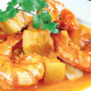 Braised Tiger Prawn & Pork Belly | 車海老・バラ肉の煮込み